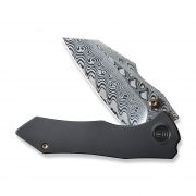 WE Knife High-fin Frame Lock 22005-DS1 Damasteel Black Titanium Pocket Knives