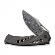 WE Knife Swiftfin Frame Lock 23051-DS1 Damasteel Tiger-Striped Titanium Knives