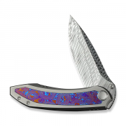 WE Knife Winsome 23092-DS1 Bead-Blasted Titanium Timascus Damasteel Knife
