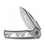 WE Knife Sylox 24027-DS1 Titanium and Mother-of-Pearl Damasteel Knife