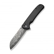 Civivi Knives Chevalier 2 Button Lock 20022B-DS1 Black Aluminum Damascus Knife