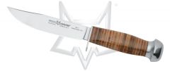 Fox Knives European Hunter Fixed Blade Knife 610/11 Stacked Leather Stainless