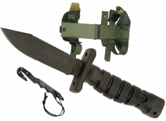 Ontario Knives ASEK Survival Knife Fixed Blade 1400 Carbon Steel Black Kraton