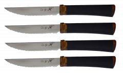 Ontario Knives Agilite Steak Knife Set 2565 14C28N Stainless Steel Amber Black