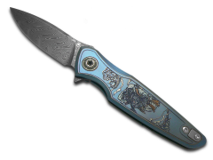 Spartan Blades Pandia Blue Ronin Five Rings-Water Titanium Damascus Steel Knife