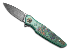 Spartan Blades Pandia Green Ronin Five Rings Titanium Damascus Steel Knife