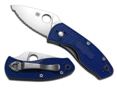 Spyderco Knives Ambitious C148SBL Liner Lock Serrated S35VN Blue Pocket Knife
