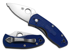 Spyderco Knives Ambitious C148SBL Liner Lock Serrated S35VN Blue Pocket Knife
