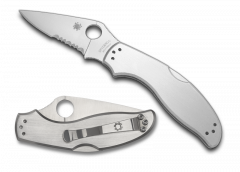 Spyderco Knives Upturn Lockback C261PS Serrated Stainless Steel Pocket Knife