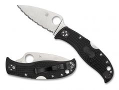Spyderco Knives Leafjumper Lockback C262SBK Serrated VG-10 Black Pocket Knife