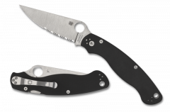 Spyderco Knives Military 2 C36GPS2 Part Serrated Black S30V G-10 Pocket Knife