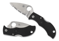 Spyderco Knives Manbug Lightweight MBKLFS Black FRN Serrated VG-10 Pocket Knife
