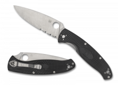 Spyderco Knives Resilience Liner Lock Serrated 8Cr13MoV Steel Black FRN C142PSBK