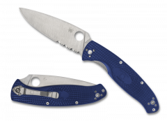 Spyderco Knives Resilience Liner Lock Serrated S35VN Steel Blue FRN C142PSBL