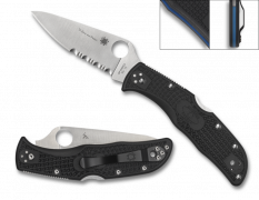Spyderco Knives Endela Thin Blue Line Black Lockback Serrated VG10 C243FPSBKBL