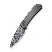WE Knives Qubit Button Lock 22030F-DS1 Titanium Damasteel (Fafnir) Pocket Knife