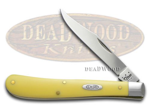 Case XX Yellow Delrin Slimline Trapper Carbon Steel Pocket Knife