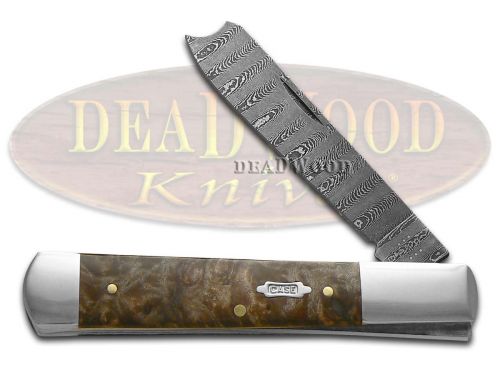 Case XX Razor Jack Damascus Steel Natural Maple Burl Wood 15092