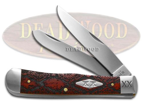 Case XX Trapper Snake Skin Dark Red Bone 23118SS Stainless Pocket
