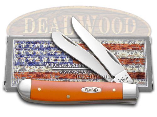 Case XX Smooth Orange Delrin Mini Trapper Stainless Pocket Knife