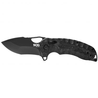 SOG Black Linen Micarta Kiku XR Blackout CTS XHP Stainless Pocket