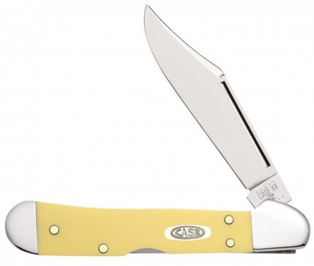 Case XX Smooth Yellow Delrin Mini Copperlock Carbon Steel Pocket