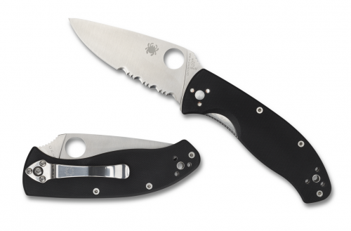 Spyderco Black G-10 Tenacious Liner Lock Stainless Combination