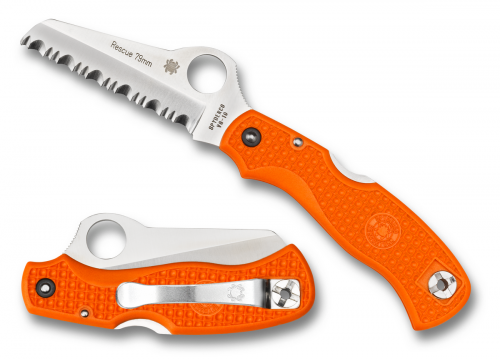 Spyderco Orange FRN Rescue 79mm Lockback VG-10 Stainless