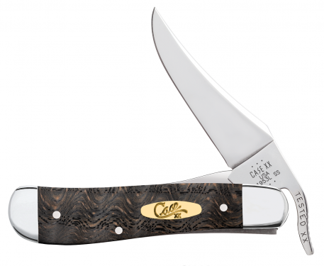 Case XX Russlock Black Curly Oak Wood 14002 Stainless Steel Pocket