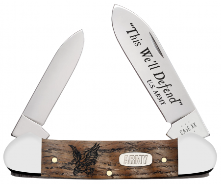 Case XX U.S. Army Canoe Natural Curly Oak 15055 Stainless Steel