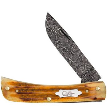 Case xx Sodbuster Jr Jigged Burnt Goldenrod Bone 52421 Damascus