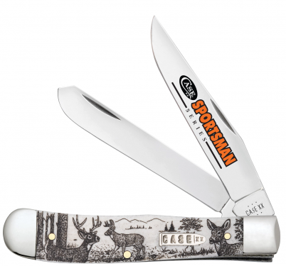 MOOZICA カリンバ 彫刻あり 防振収納ケース付き/Y30028-D2 Case xx Trapper Deer Sportsman Natural Bone 81220 Stainless Pocket
