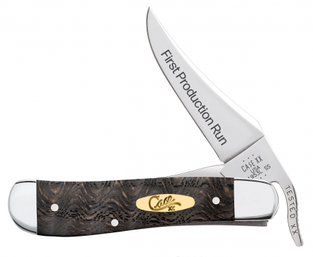 Case XX First Run Russlock Black Curly Oak Wood 94002 Stainless 1