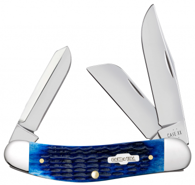 Case XX Sowbelly Stockman Jig Navy Blue Bone 2795 Stainless Pocket