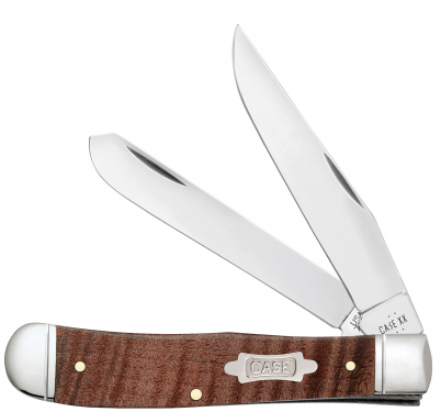 Case XX Smooth Curly Maple Wood Trapper 10849 Stainless Pocket