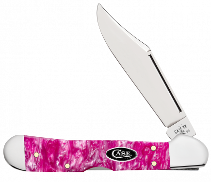 Case XX Mini Copperlock Pink Crackle Kirinite 16162 Stainless