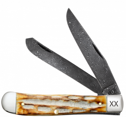 Case XX Trapper Jigged Burnt Natural Bone 27230 Damascus Pocket