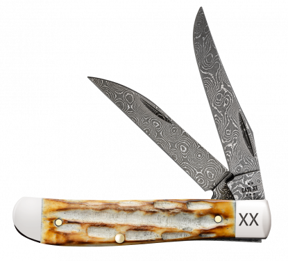 Case XX Mini Trapper Burnt Natural Bone 27233 Damascus Pocket