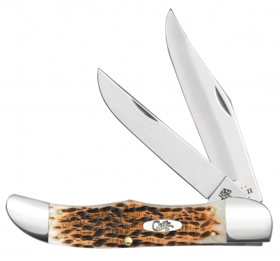 Case xx Folding Hunter Jigged Amber Bone 30093 Carbon Steel Pocket