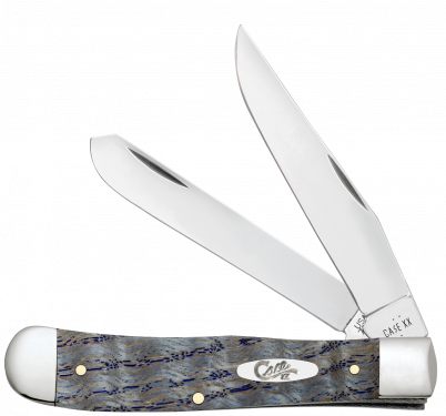 Case XX Trapper Blue Curly Oak Wood 47490 Stainless Pocket Knife