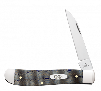 Case XX Mini Trapper Blue Curly Oak Wood 47491 Stainless Pocket