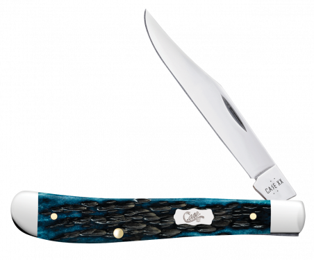 Case XX Slimline Trapper Peachseed Jig Mediterranean Blue Bone