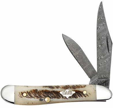 Case xx Peanut 77467 Damascus Vintage Bone 1/1400 Pocket Knife