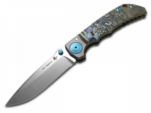 SPARTAN BLADES Harsey Folder SF5 Bronze Dragon Art Titanium CPM