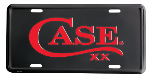CASE XX Black & Red Aluminum License Plate Long Tail 