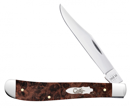 Case xx Maple Burl Wood Slimline Trapper Stainless 64063 Pocket