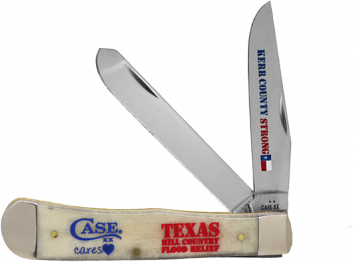 Case XX Trapper Texas Flood Relief Natural Bone Stainless Pocket