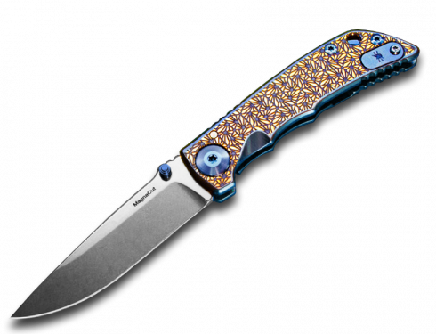 SPARTAN BLADES Harsey Folder 3.25 Frame Lock Regal Blue Titanium